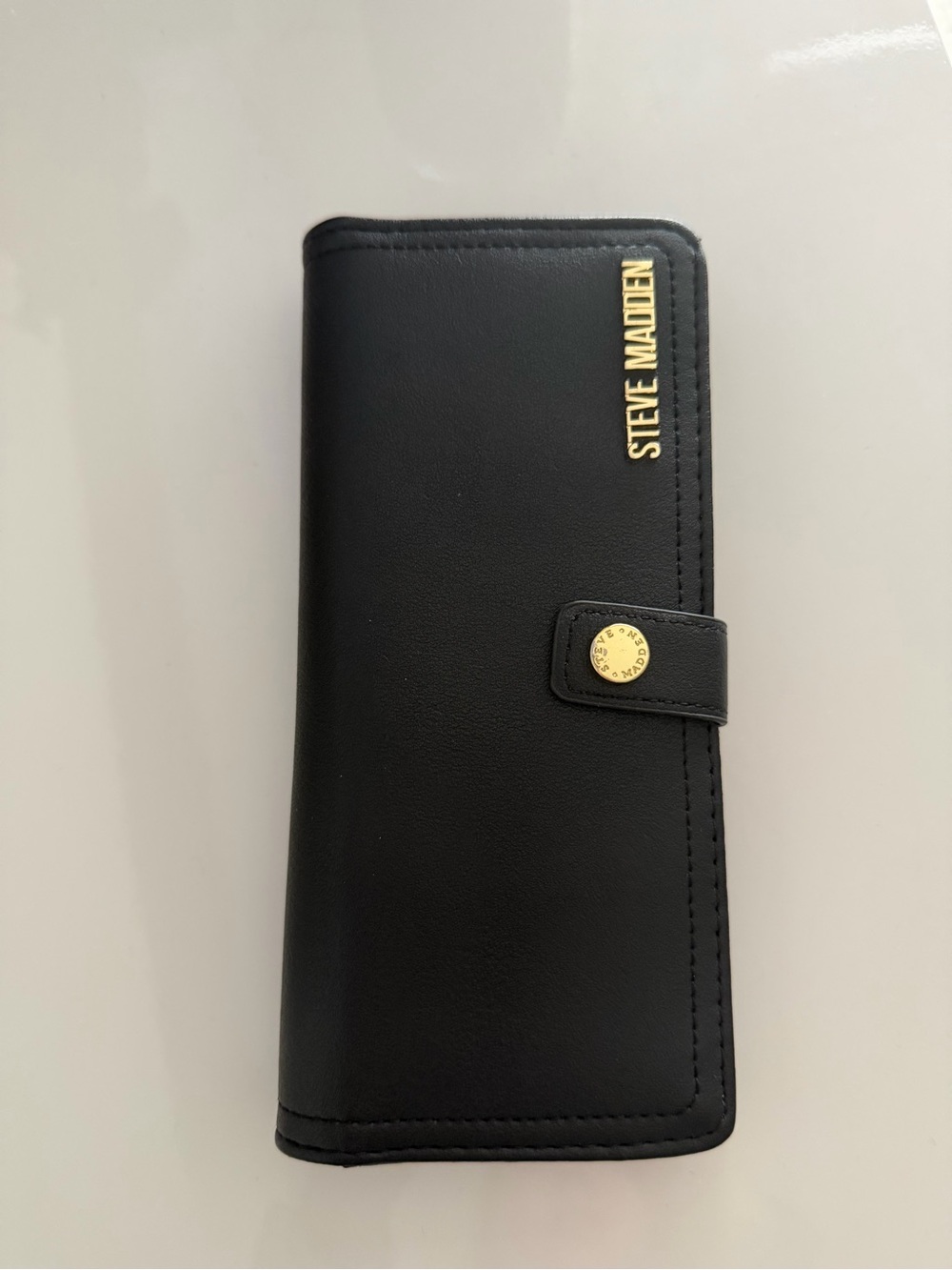 Steve Madden Black Wallet with Gold Hardware